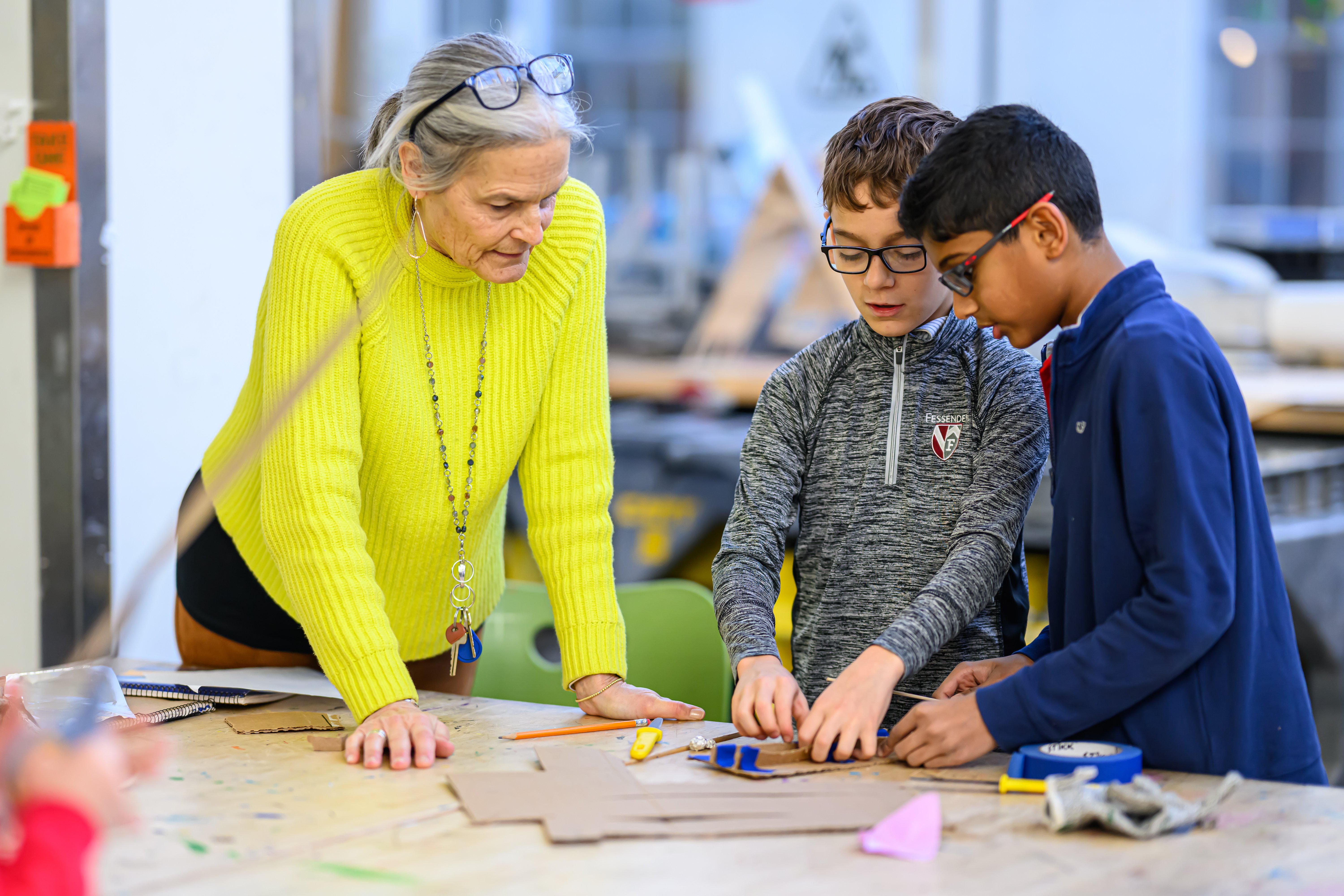 Fessenden students doing hands-on work