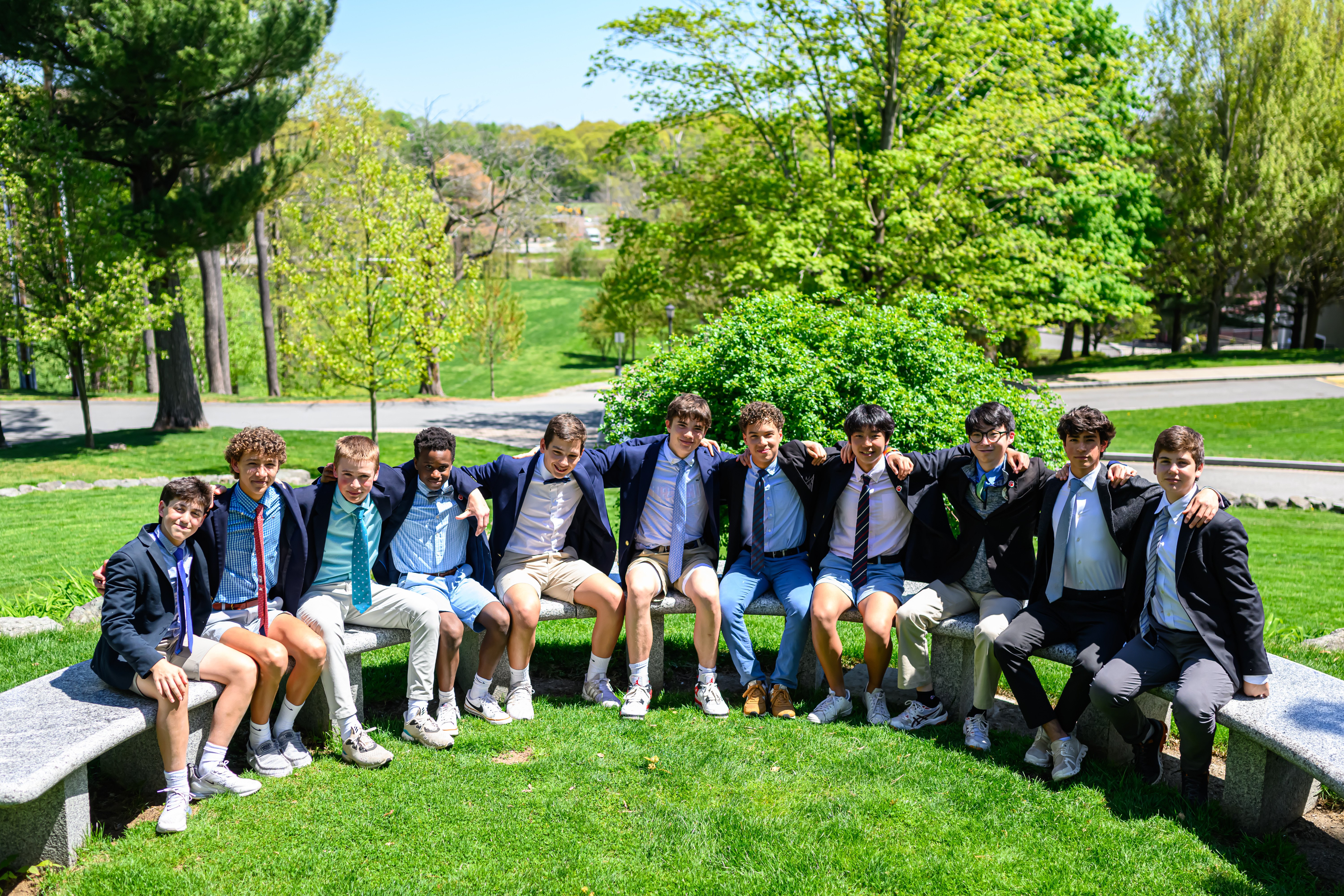 Fessenden School students arm in arm