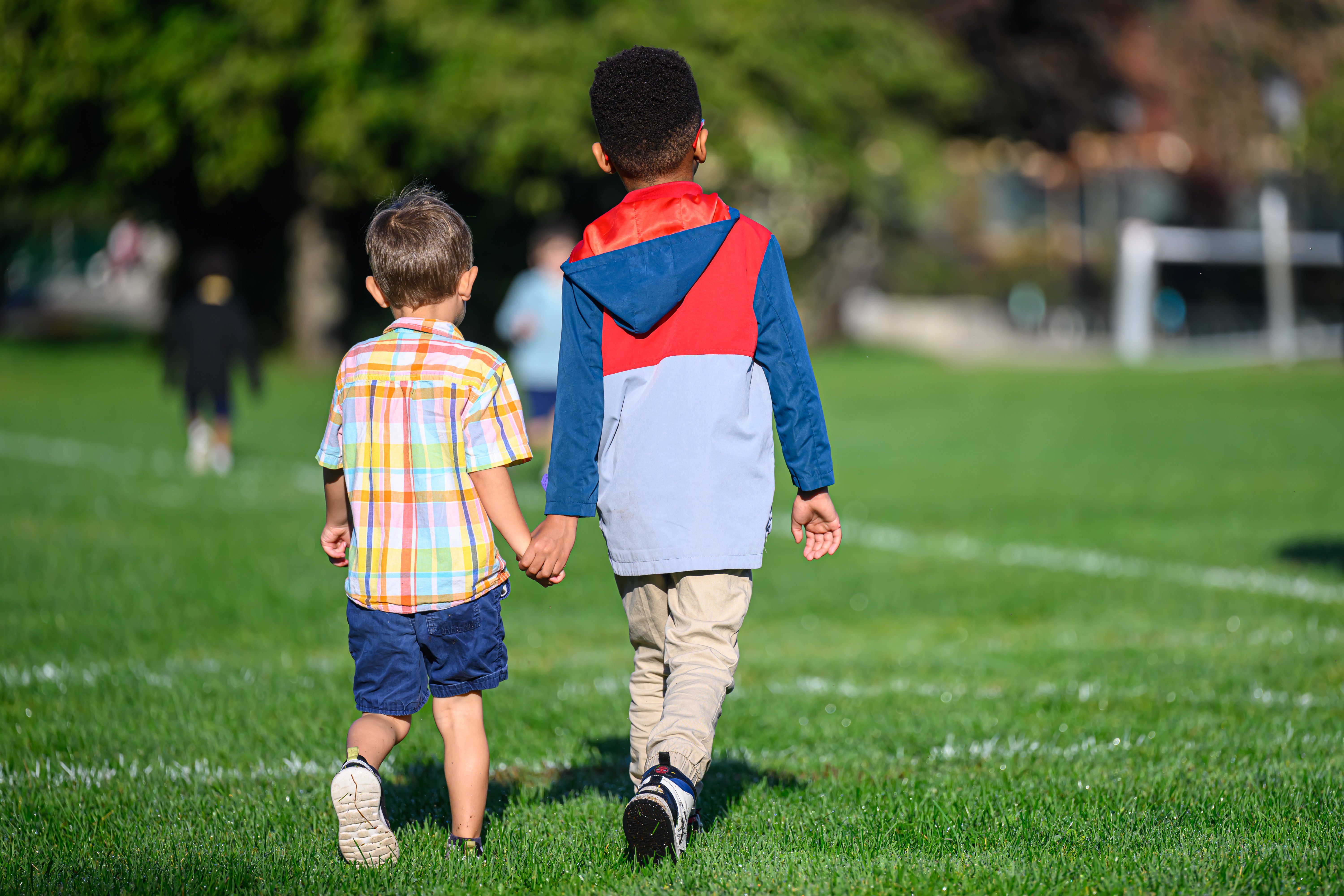 Fessenden students walking hand in hand