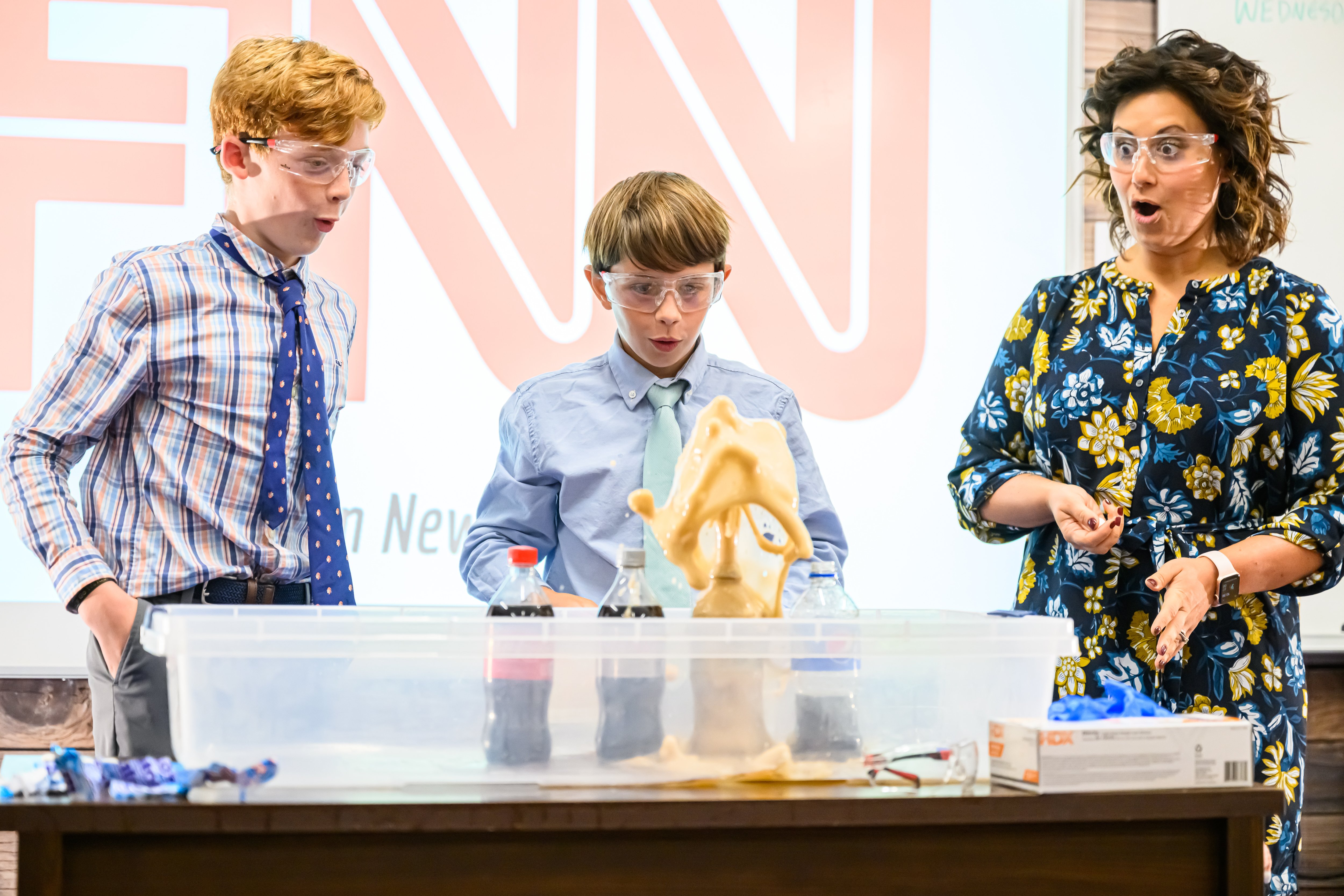 Fessenden students doing an experiment