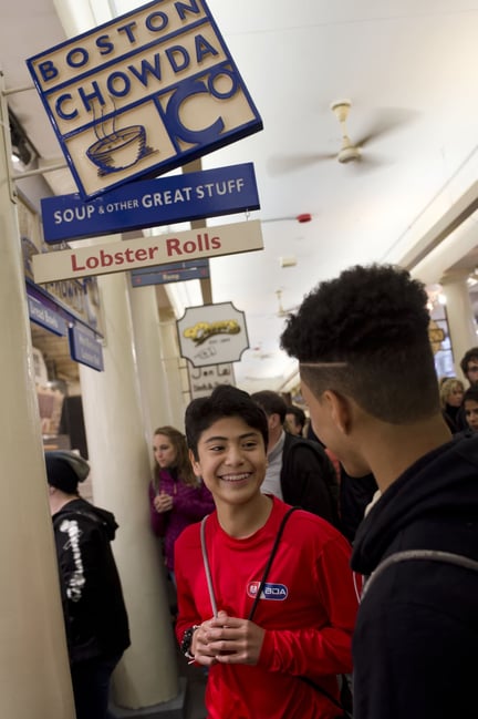 Massachusetts boarding school students at Faneuil Hall