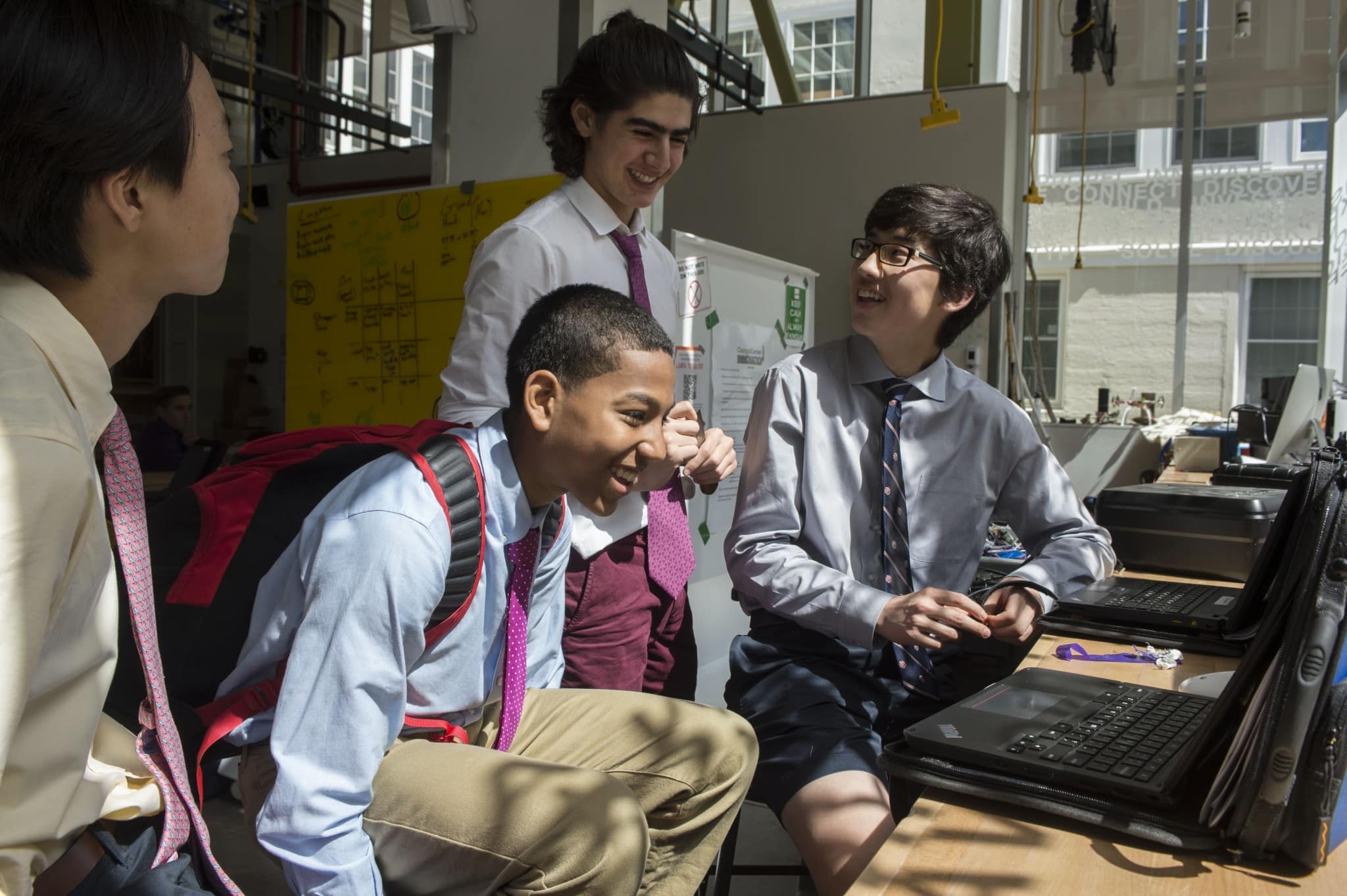 private middle school students at computer