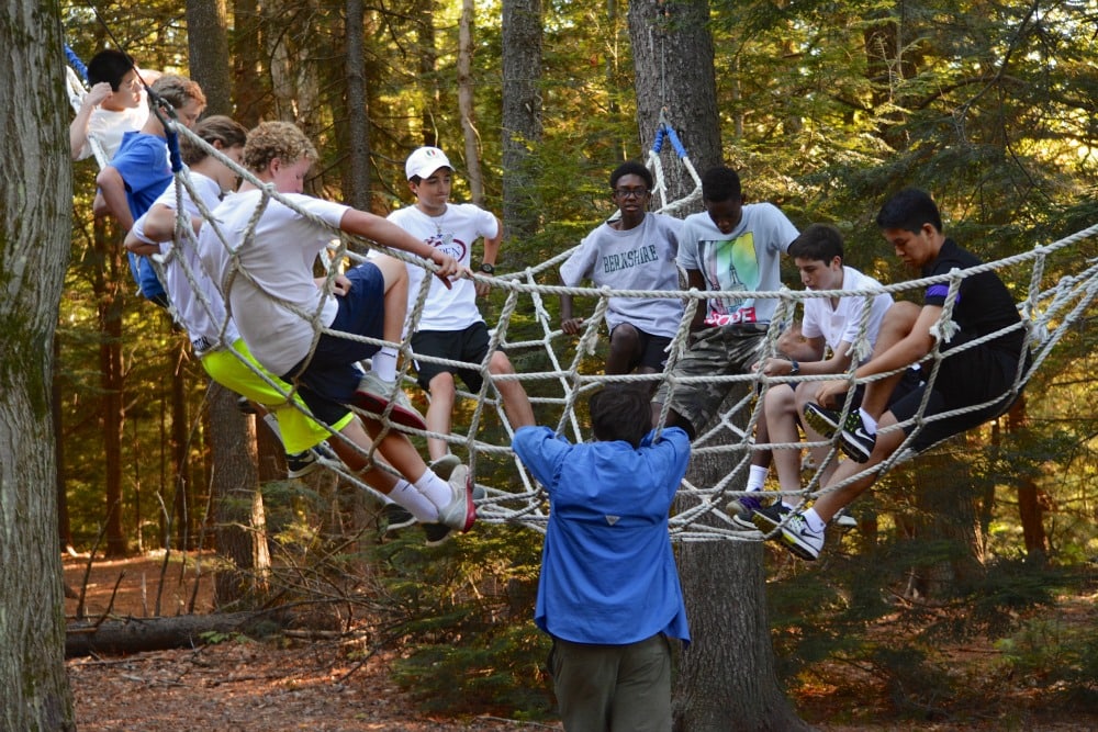  junior boarding school boys in outdoor activity