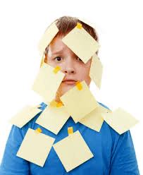 kid with post its